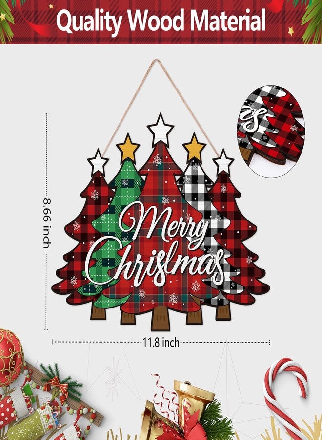 FIPUTE Merry Christmas Door Sign, Christmas Sign, Decorations Hanging Sign, Door Decorations, Farmhouse Hanging Plaque Porch Xmas Front Outdoor Home Decor (B-1PACK) - Image 3